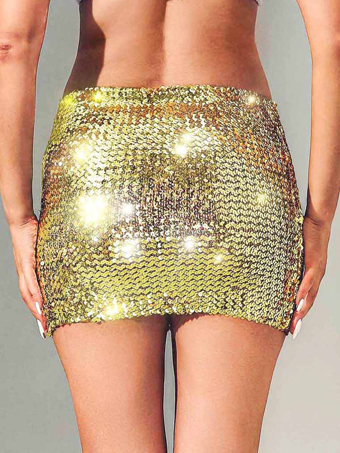 Gold Glitter Mini Pencil Skirt