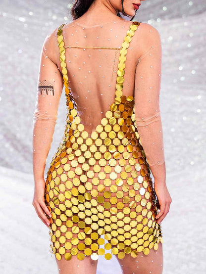 Gold Sequin Mini Shift Dress