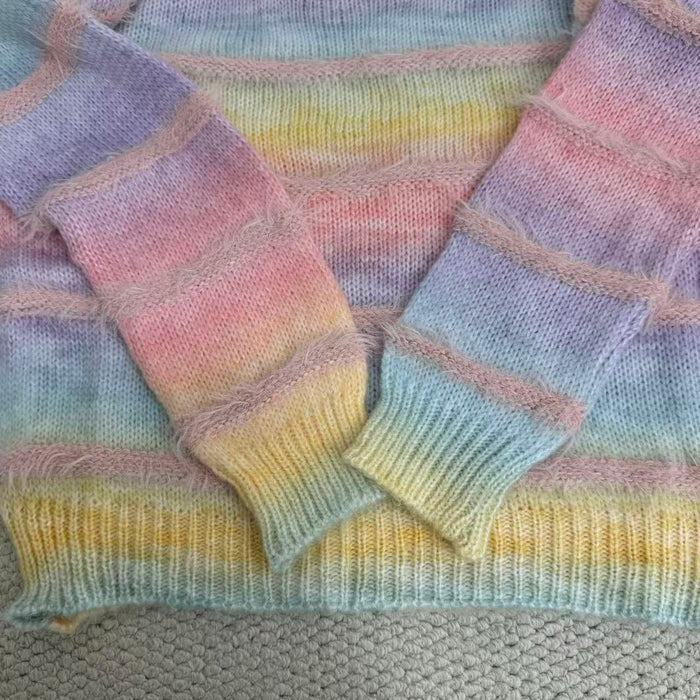 Gradient Striped Crew Neck Sweater