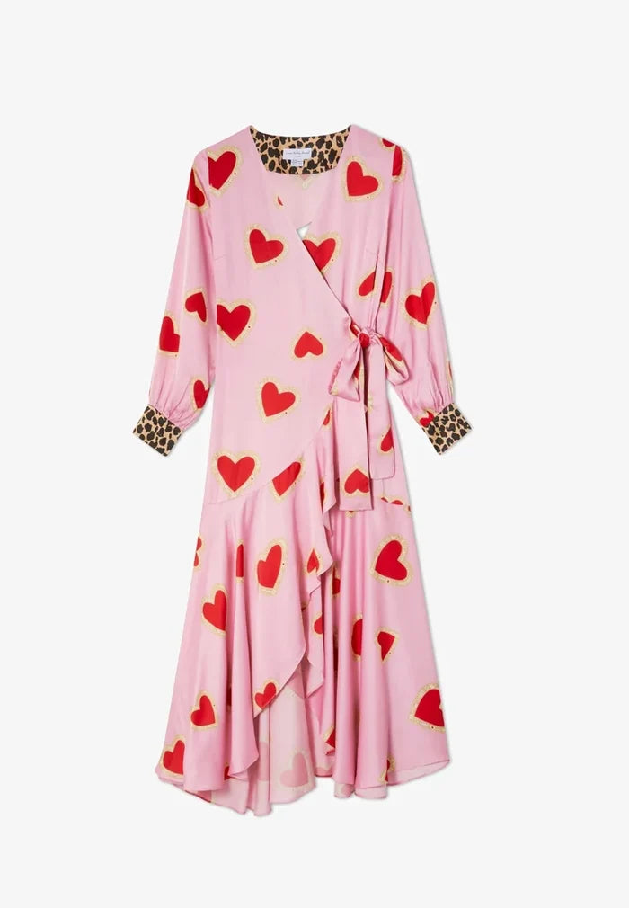 Hazel Wrap Dress (Pink Hearts)