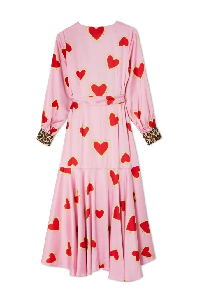 Hazel Wrap Dress (Pink Hearts)