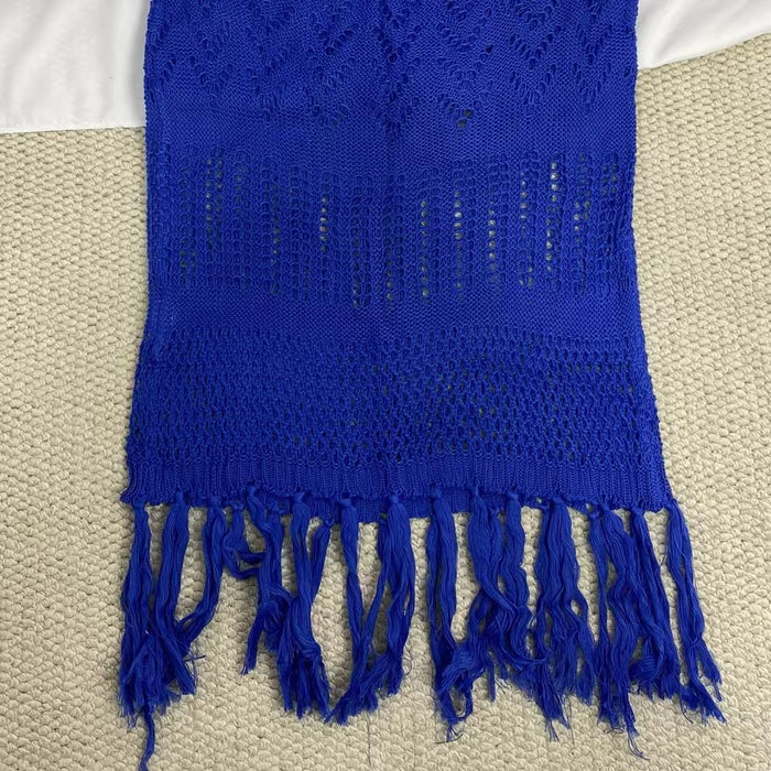 Hollow-Out Lace-Up Tassel Long Dress