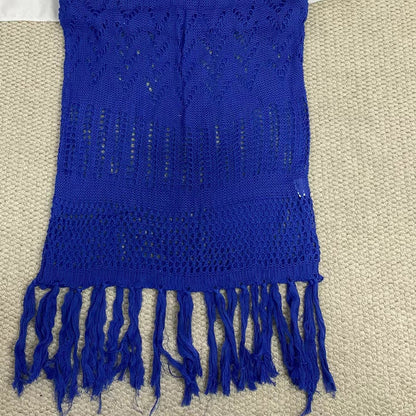 Hollow-Out Lace-Up Tassel Long Dress