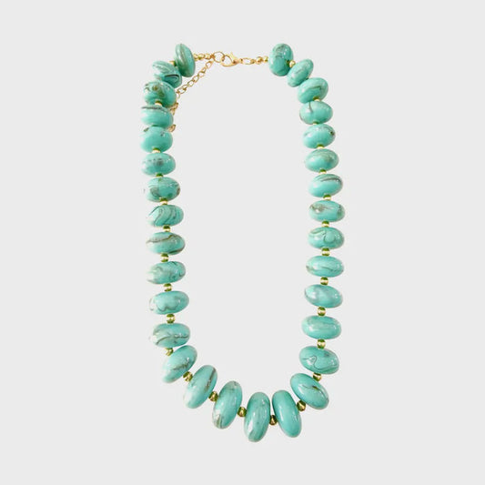 Holly Chunky Beaded Necklace in Turquoise