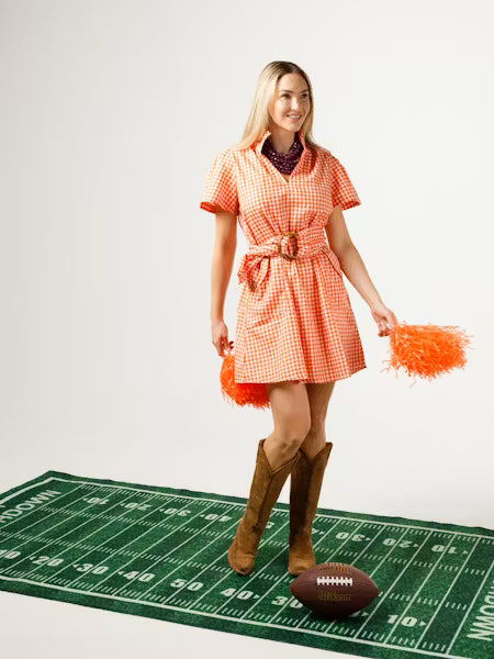 Holly Shae Brooke Dress in TN Orange and White Gingham