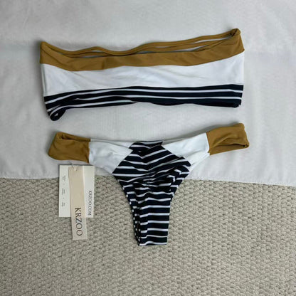 Horizontal striped swimsuit
