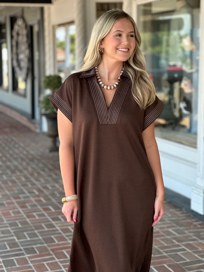 In Perfect Order Brown Maxi Dress
