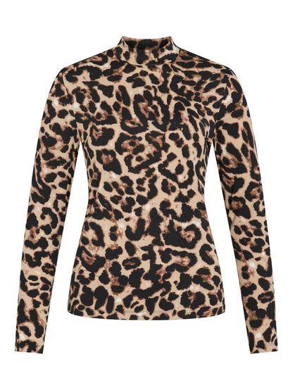 Ina High Neck Top (Black/Big Leo)