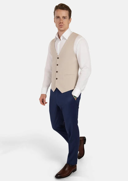 Ivory Cotton Vest - SARTORO