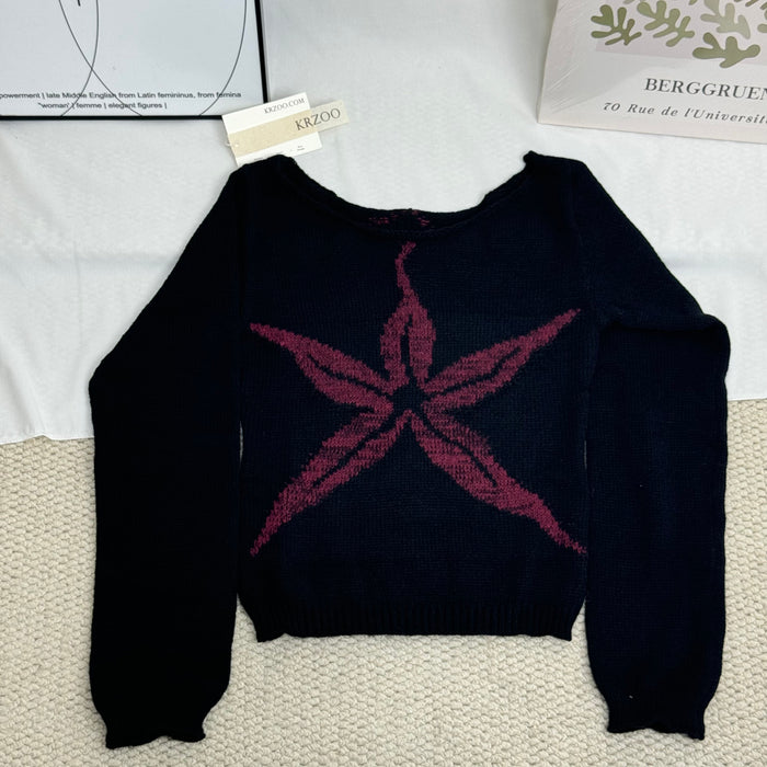 Jacquard Knit Crewneck Sweater