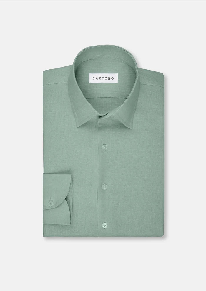 Jade Green Linen Shirt - SARTORO