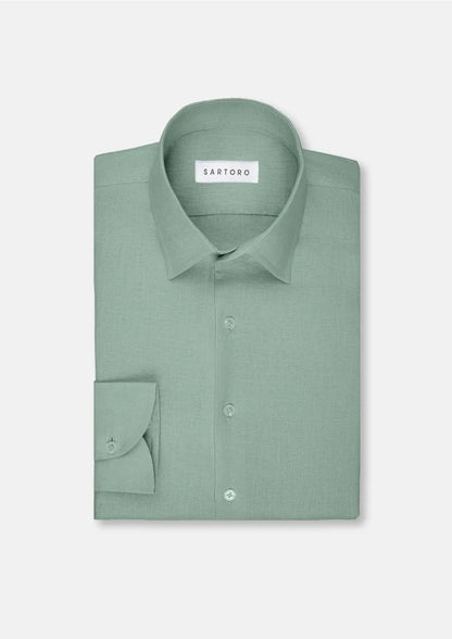 Jade Green Linen Shirt - SARTORO