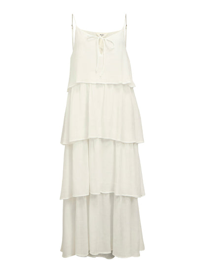 Jan Tiered Midi Dress (White)