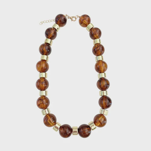 Jessica Chunky Beaded Necklace in Tortoise