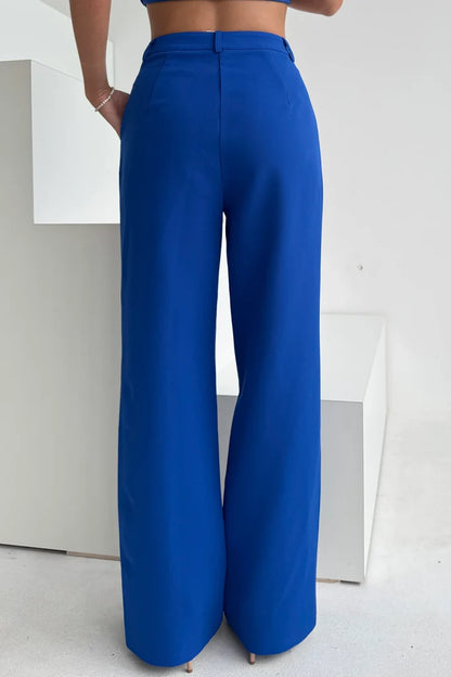 Jo Pleat Detail Tailored Trousers (Royal Blue)