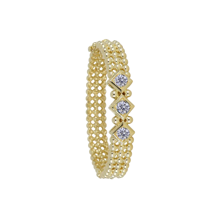 John Medeiros Beaded Collection 3 Row 3 Stone Bracelet in Gold