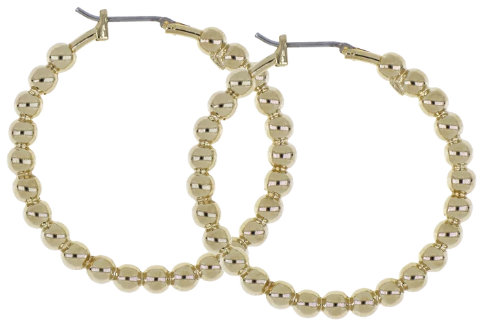 John Medeiros Beaded Collection Large Hoop Earrings in Gold