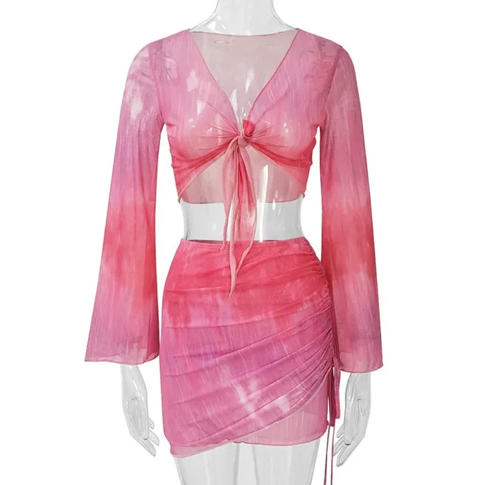 Jumpsuit Bolero Shrug Wrap Tie Mini Skirt Playsuit 3 Piece Co Ord Set   Orange