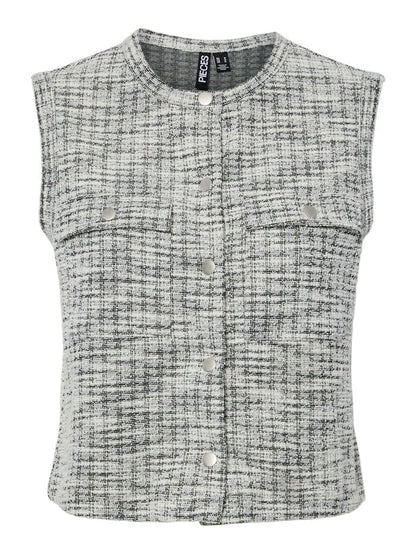 June Sleeveless Top (Cloud Dancer/Black)