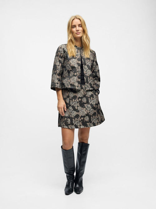 Juno Floral Mini Skirt (Black/Brown)
