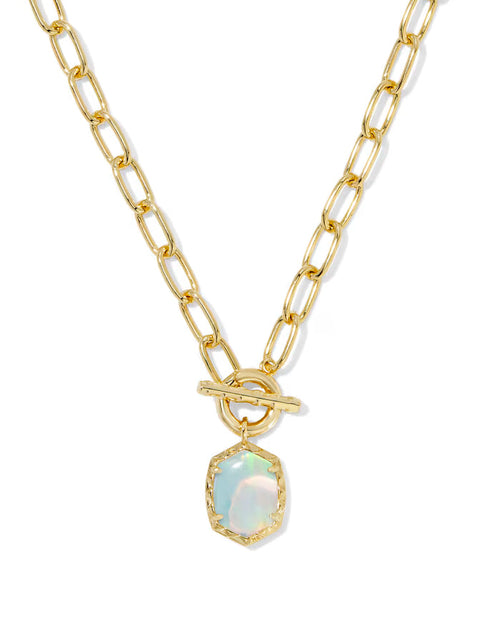 Kendra Scott Daphne Convertible Gold Link and Chain Necklace in White Opalescent Resin
