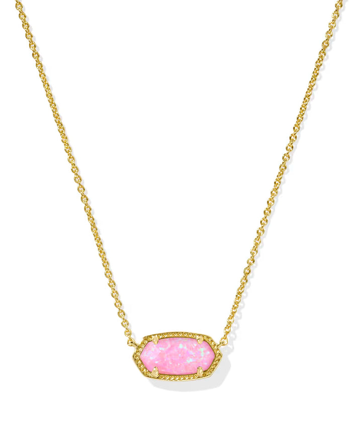 Kendra Scott Elisa Gold Short Pendant Necklace in Carnation Lab Grown Opal