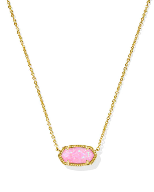 Kendra Scott Elisa Gold Short Pendant Necklace in Carnation Lab Grown Opal