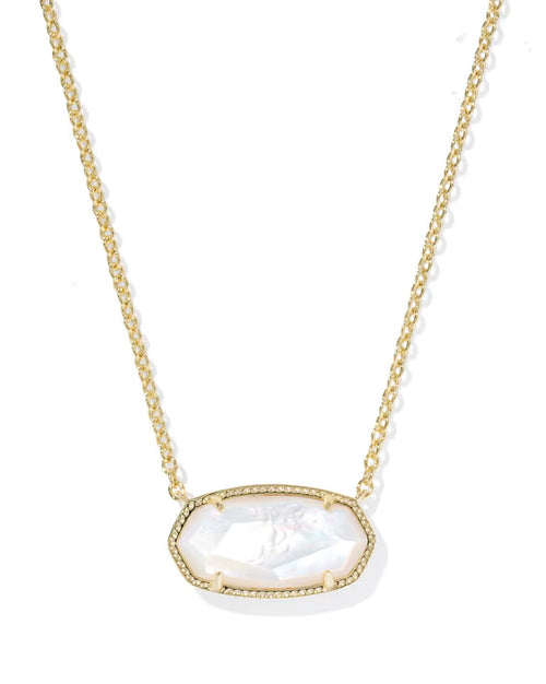 Kendra Scott Elisa Gold Statement Short Pendant Necklace in  Ivory Mother-of-Pearl
