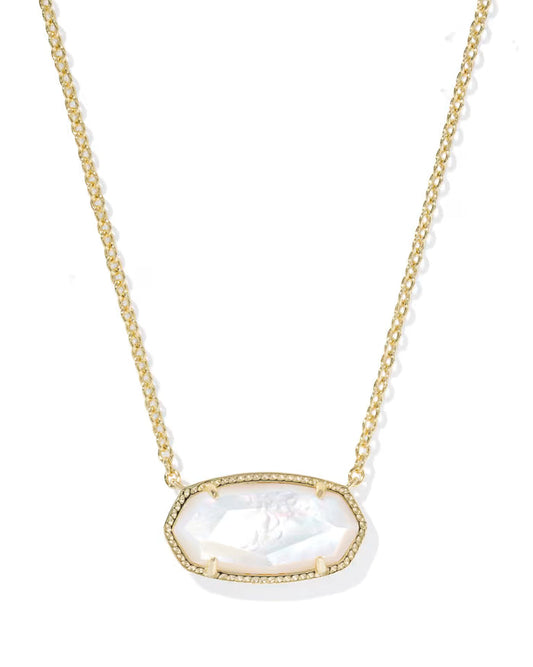 Kendra Scott Elisa Gold Statement Short Pendant Necklace in  Ivory Mother-of-Pearl