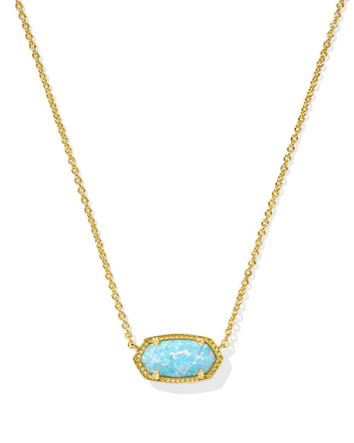 Kendra Scott ELISA SHORT PENDANT NECKLACE in GOLD LIGHT TEAL KYOCERA OPAL