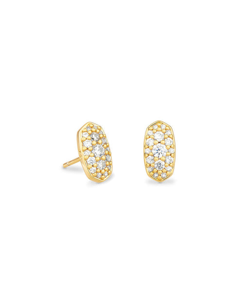 Kendra Scott GRAYSON CRYSTAL STUD EARRINGS GOLD METAL WHITE CZ