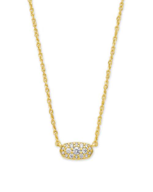 Kendra Scott Grayson Gold Pendant Necklace in White CZ