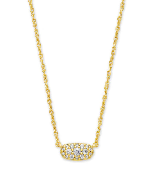 Kendra Scott Grayson Gold Pendant Necklace in White CZ
