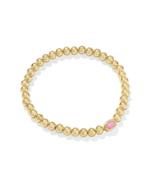 Kendra Scott Mini Elaina Gold Stretch Bracelet in Carnation Lab Grown Opal