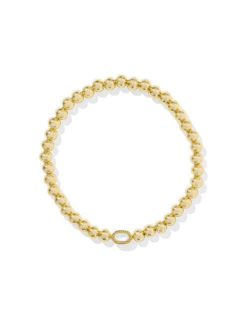 Kendra Scott Mini Elaina Gold Stretch Bracelet in GOLD IVORY MOTHER OF PEARL