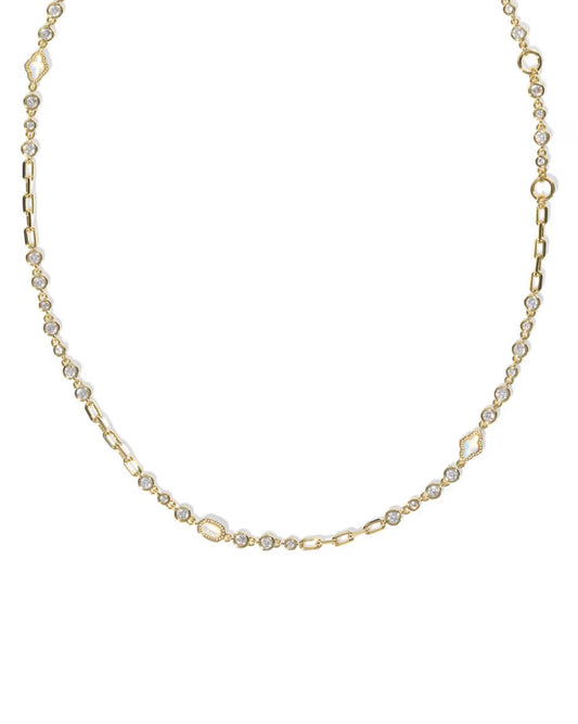 Kendra Scott Mini Elisa and Abbie Gold Convertible Strand Necklace in White Mix