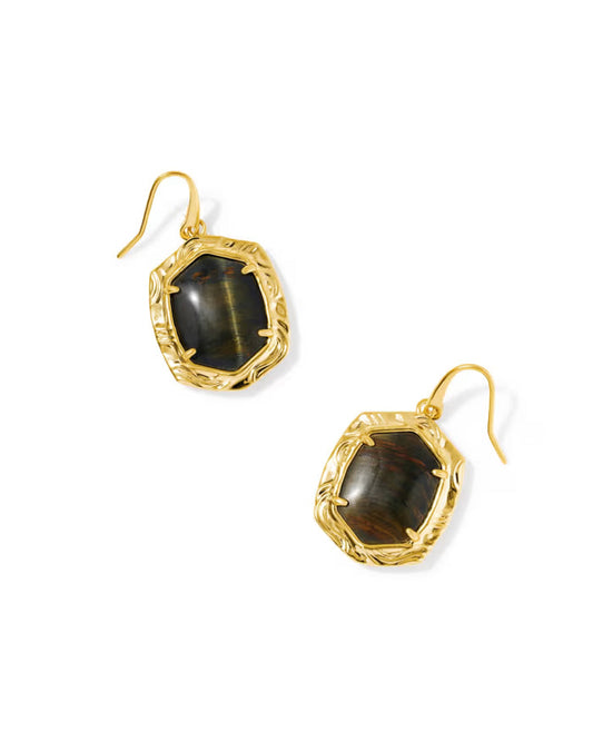 Kendra Scott Tiger Striped Daphne Gold Drop Earrings