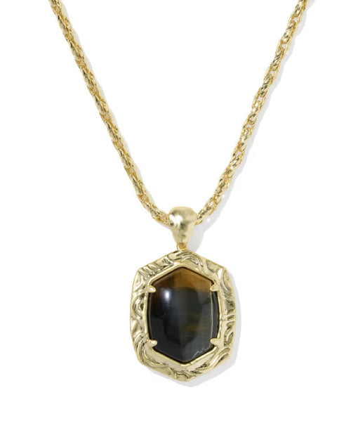 Kendra Scott Tiger Striped Daphne Gold Small Long Pendant Necklace