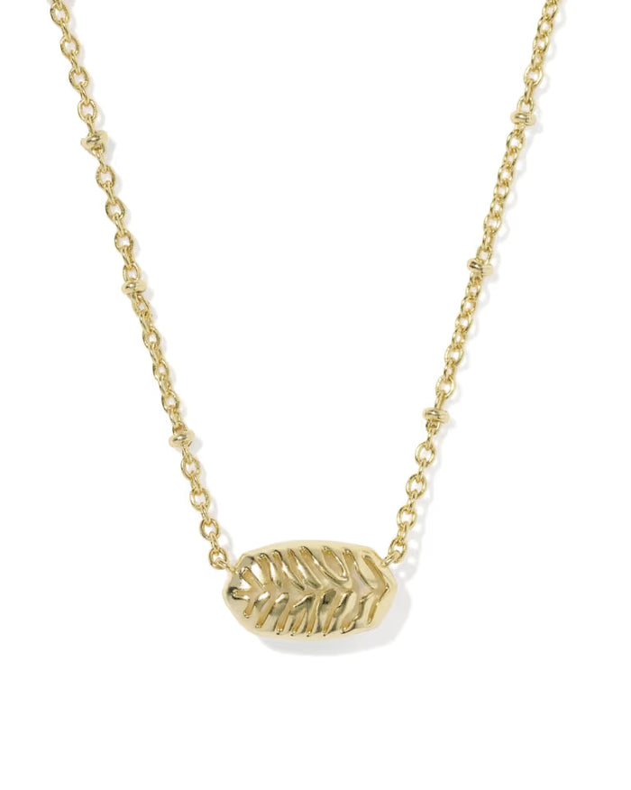 Kendra Scott Tiger Striped Elisa Gold Short Pendant Necklace in Dark Brown Hawk's Eye