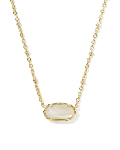 Kendra Scott Tiger Striped Elisa Gold Short Pendant Necklace in Mother Of Pearl