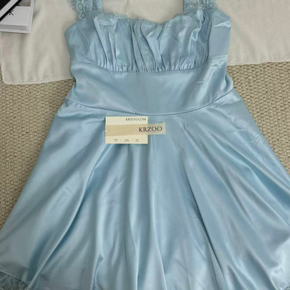 Lace-Trimmed Square Neck Dress