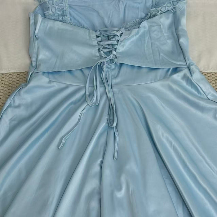 Lace-Trimmed Square Neck Dress