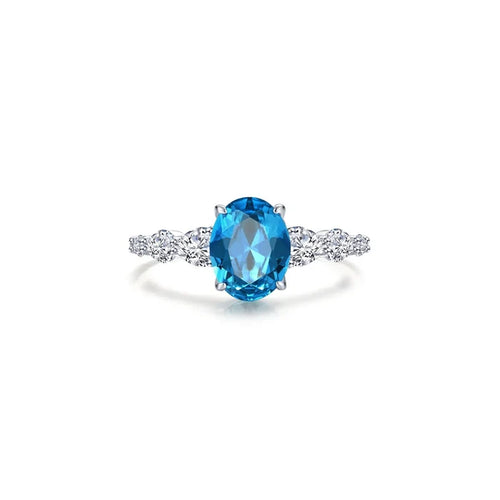 Lafonn 3.66 CTW Solitaire Engagement Ring Blue Topaz