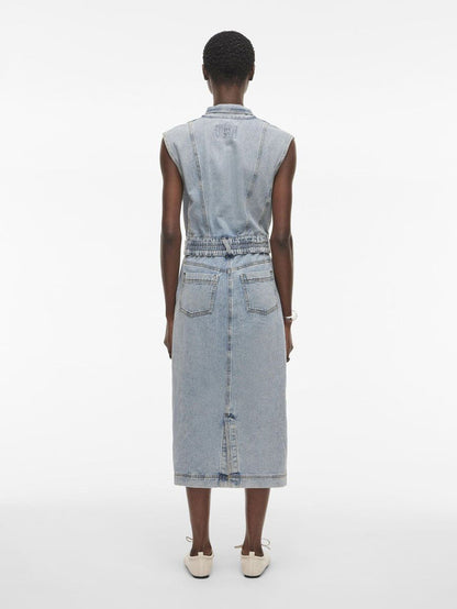 Lana Midi Denim Dress (Light Blue Denim)