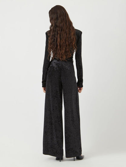 Leonie Velvet Rhinestone Pants (Black/Rhinestone)