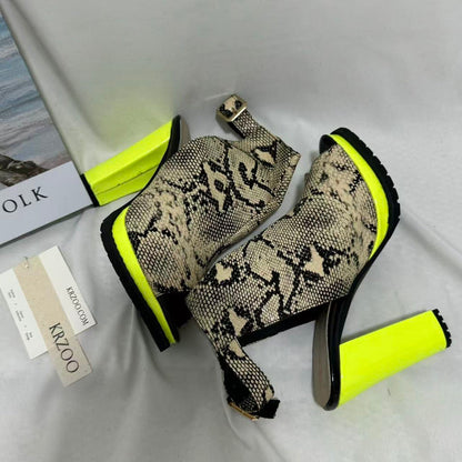 Leopard-Print Peep-Toe Platform Sandals