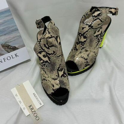 Leopard-Print Peep-Toe Platform Sandals