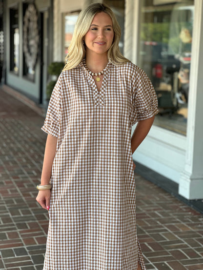 Let It Be Easy Maxi Dress in Camel Brown
