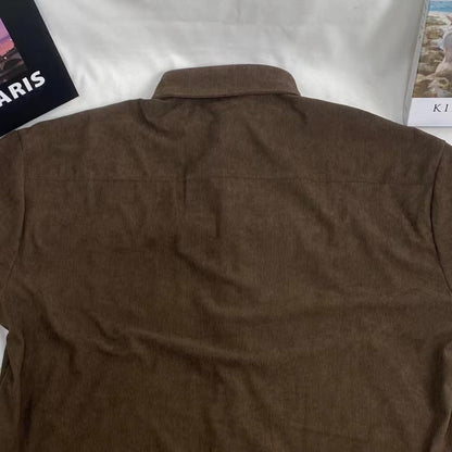 Letter Embroidered Corduroy Shirt