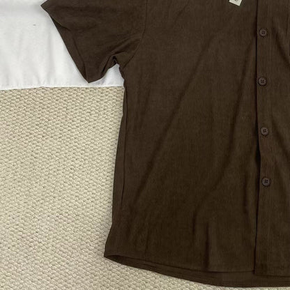 Letter Embroidered Corduroy Shirt